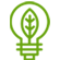 Green icon of a light bulb with a leaf, symbolizing optimized energy efficiency and plant growth performance