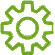 Green icon of a gear with a leaf, indicating easy maintenance and system control of the hydroponic system