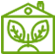 Green icon of a plant inside a house outline, representing high-quality crop production in the hydroponic system